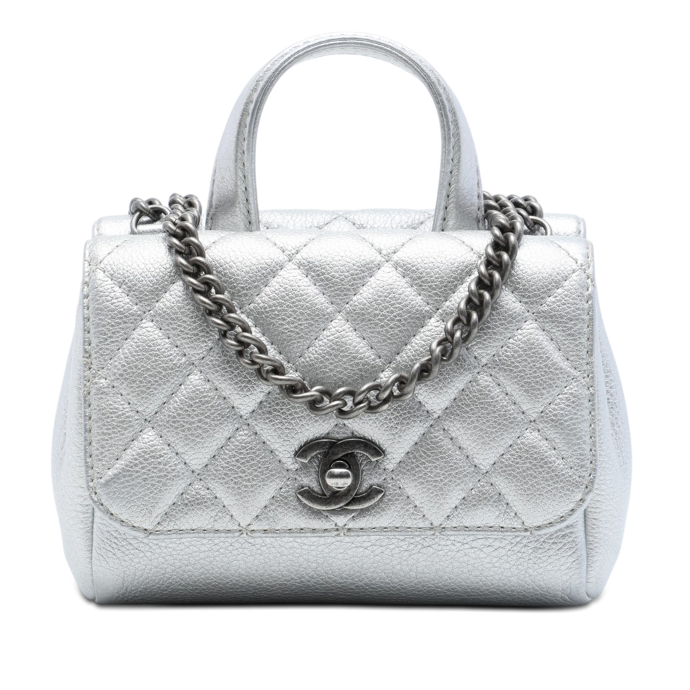 Pre-Loved Chanel Metallic Grained Calfskin Pilot Essentials Double Sided Flap